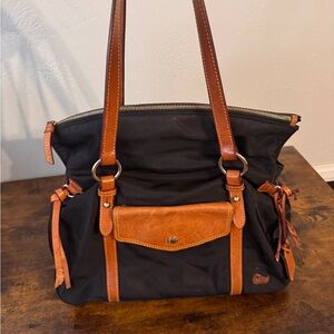 Dooney & Bourke Black and Brown Shoulder Bag